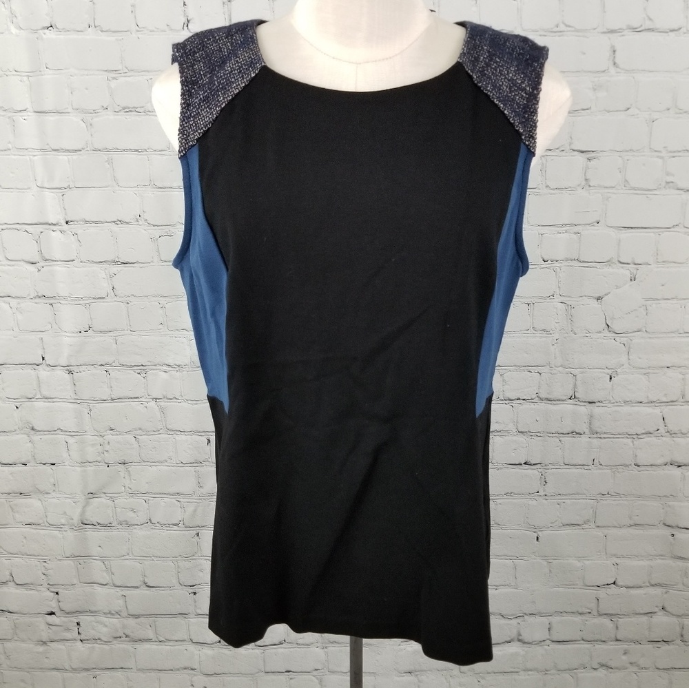 DKNY Black and Blue Sleeveless Top
